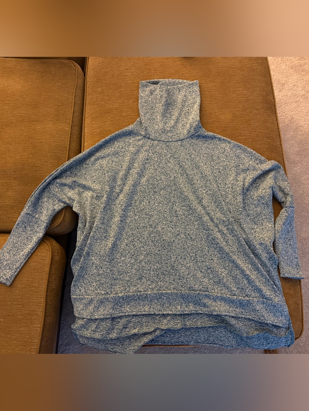 Zenana Indigo Falls Turtle Neck High Low Sweater XS Blue Tunic